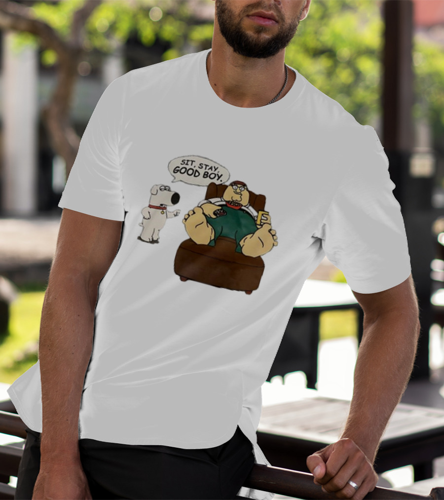 Family Guy Sit Stay Good Boy Brian And Peter Couch Scene T-Shirt