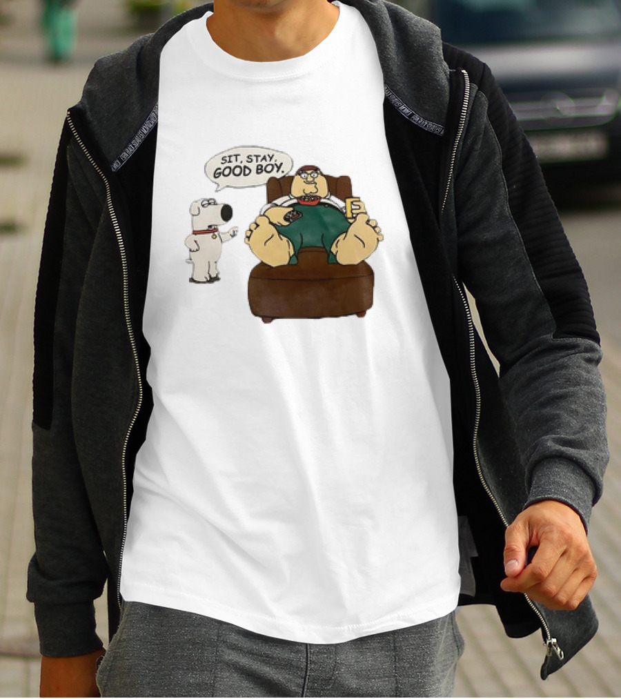 Family Guy Sit Stay Good Boy Brian And Peter Couch Scene T-Shirt