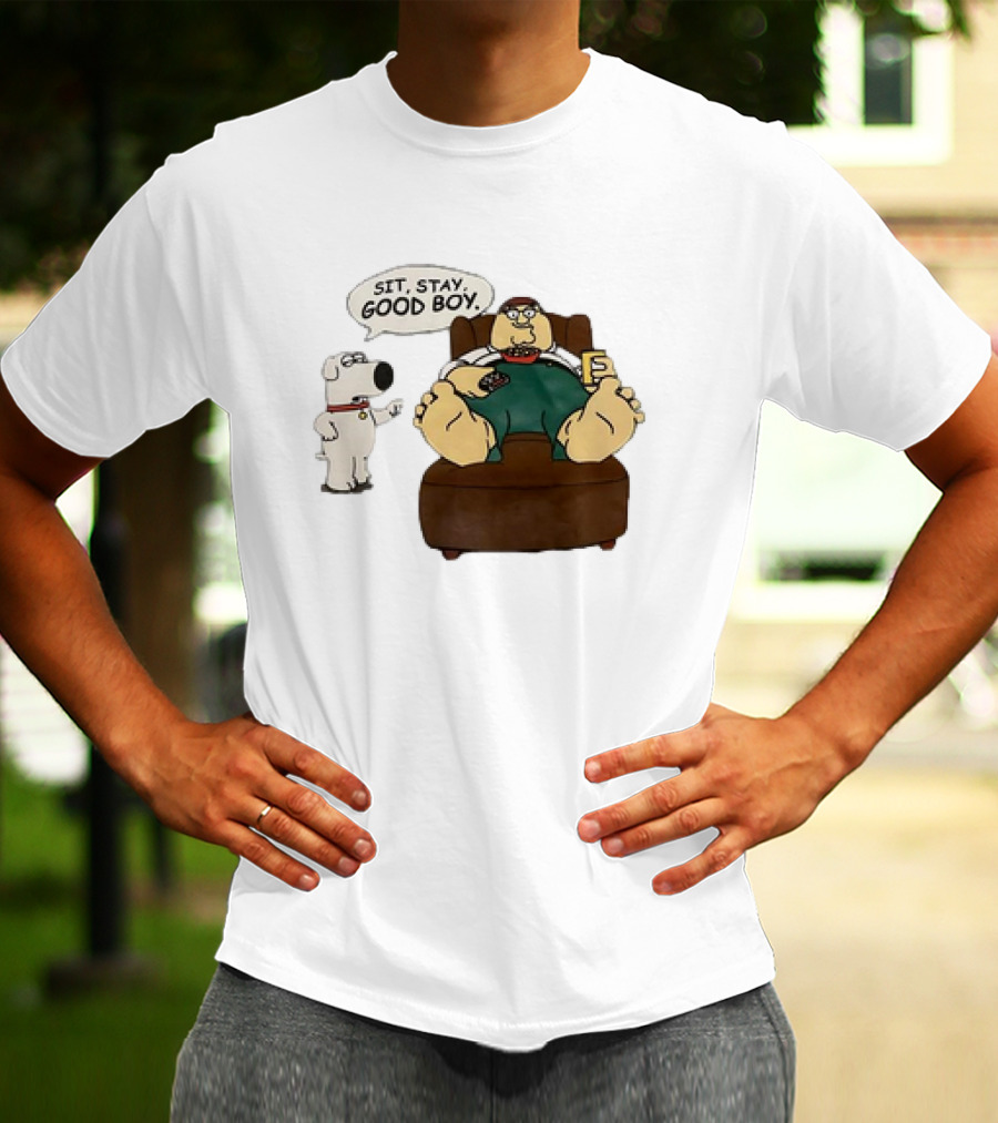 Family Guy Sit Stay Good Boy Brian And Peter Couch Scene T-Shirt