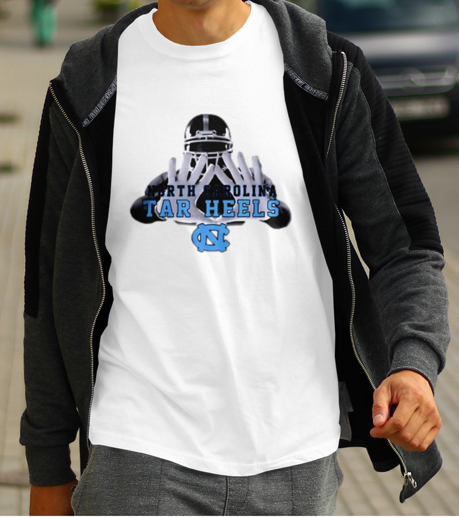 North Carolina Tar Heels Football Helmet Hands T-Shirt