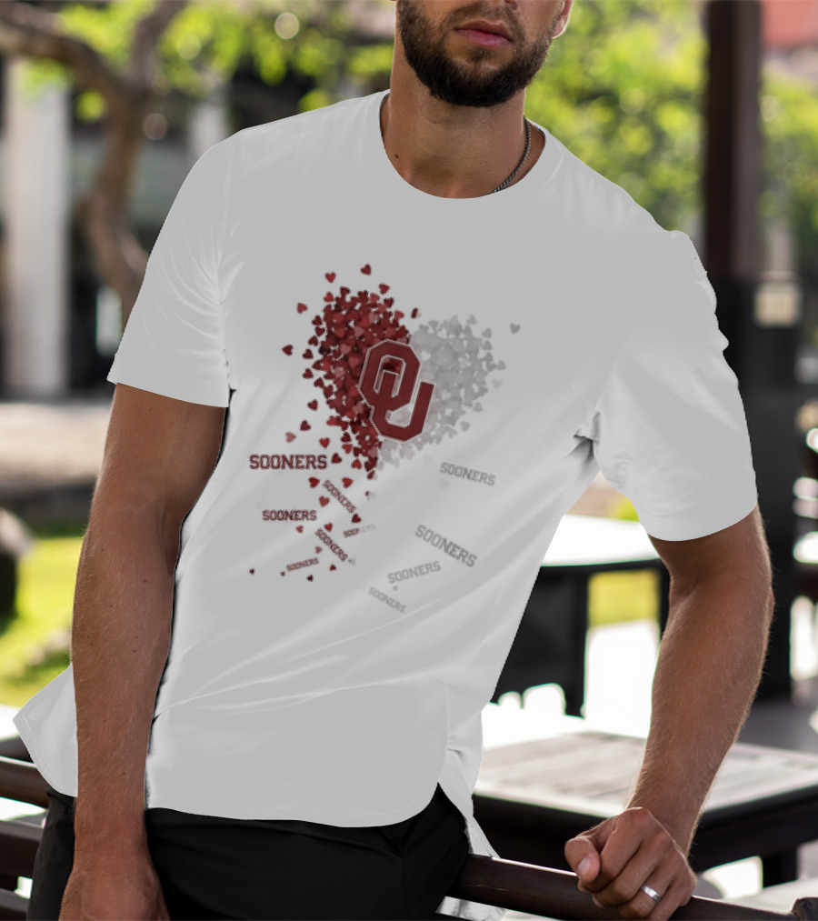 Oklahoma Sooners OU Logo Heart With Sooners Text T-Shirt