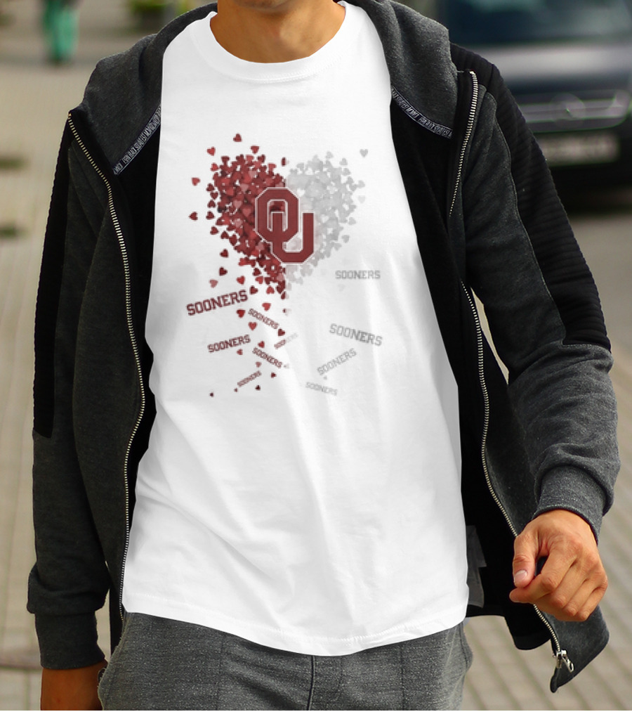 Oklahoma Sooners OU Logo Heart With Sooners Text T-Shirt