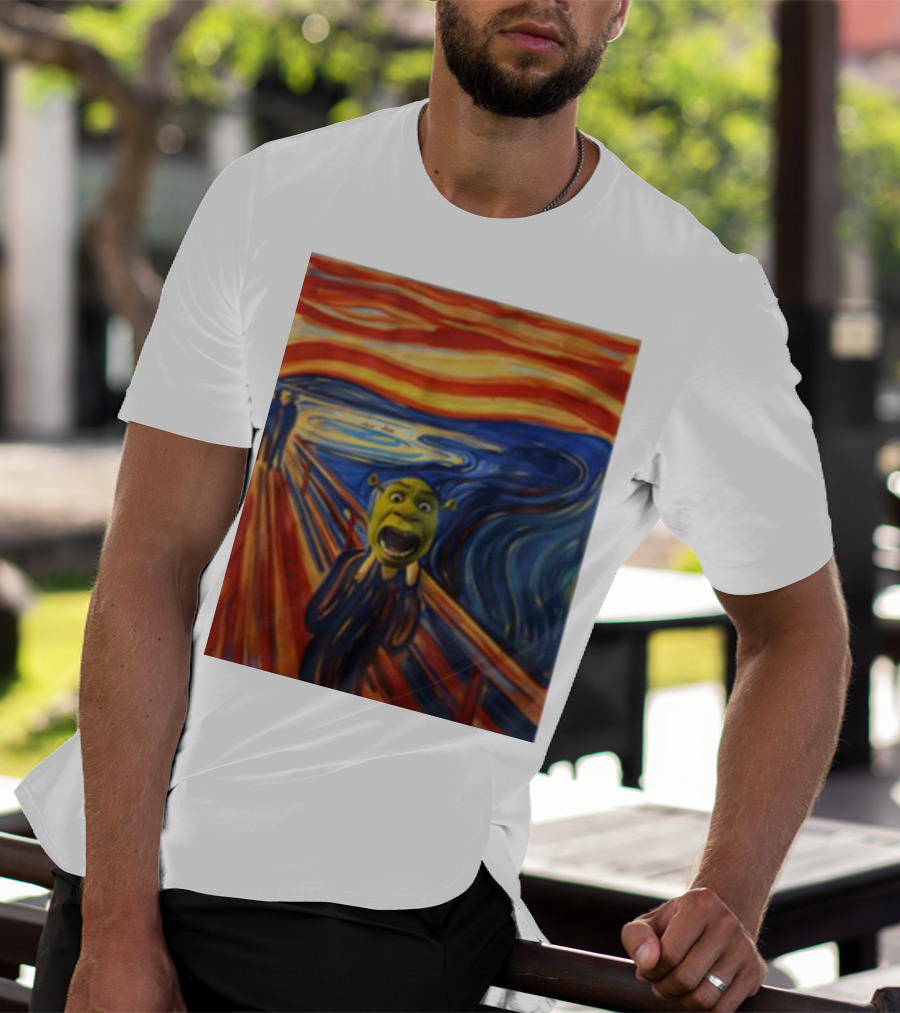 Shrek The Scream Edvard Munch Style Parody Painting T-Shirt