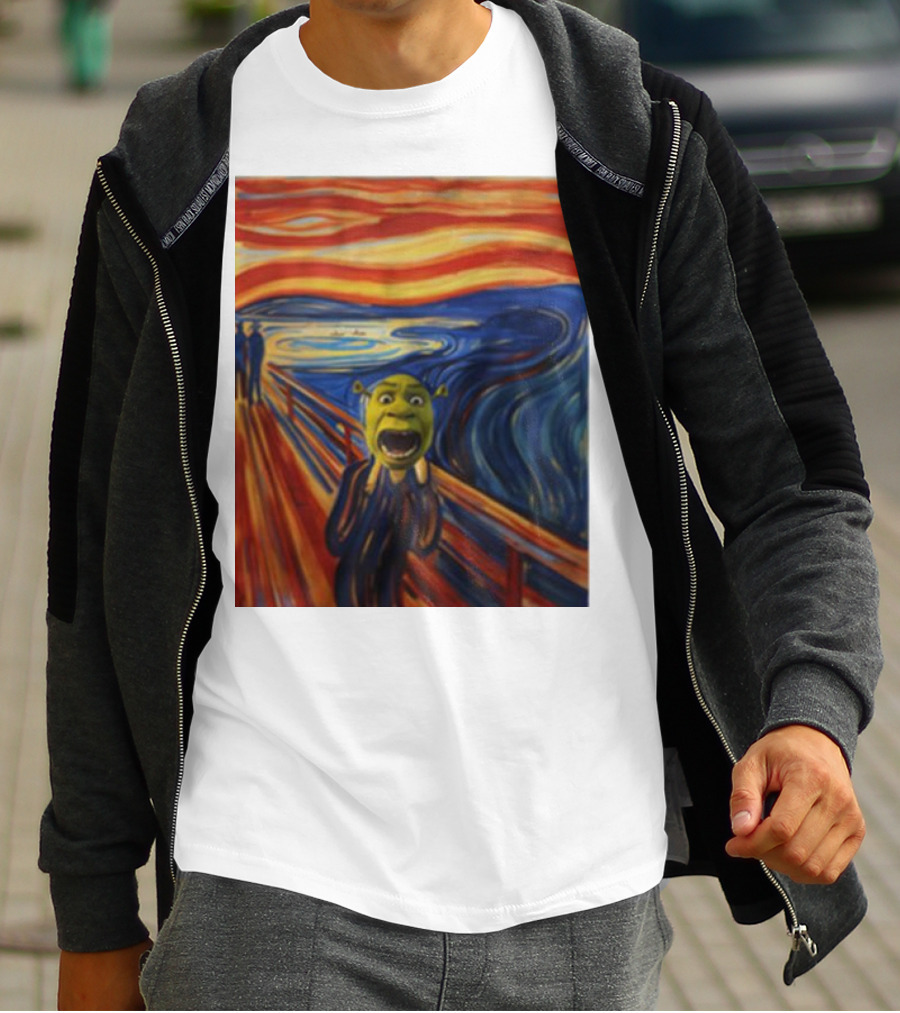 Shrek The Scream Edvard Munch Style Parody Painting T-Shirt