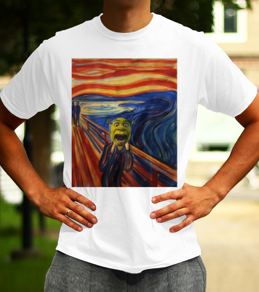 Shrek The Scream Edvard Munch Style Parody Painting T-Shirt