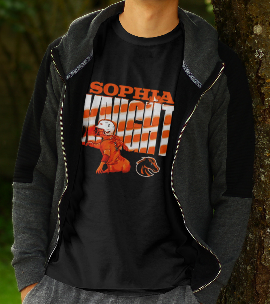 Boise State Broncos Sophia Knight Football Cartoon With Bronco T-Shirt