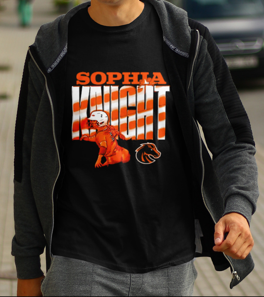 Boise State Broncos Sophia Knight Football Cartoon With Bronco T-Shirt