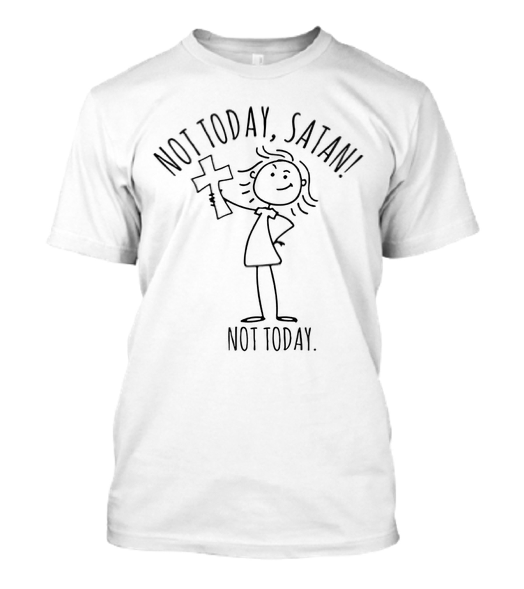 Not Today Satan Not Today Girl Holding Cross T-Shirt