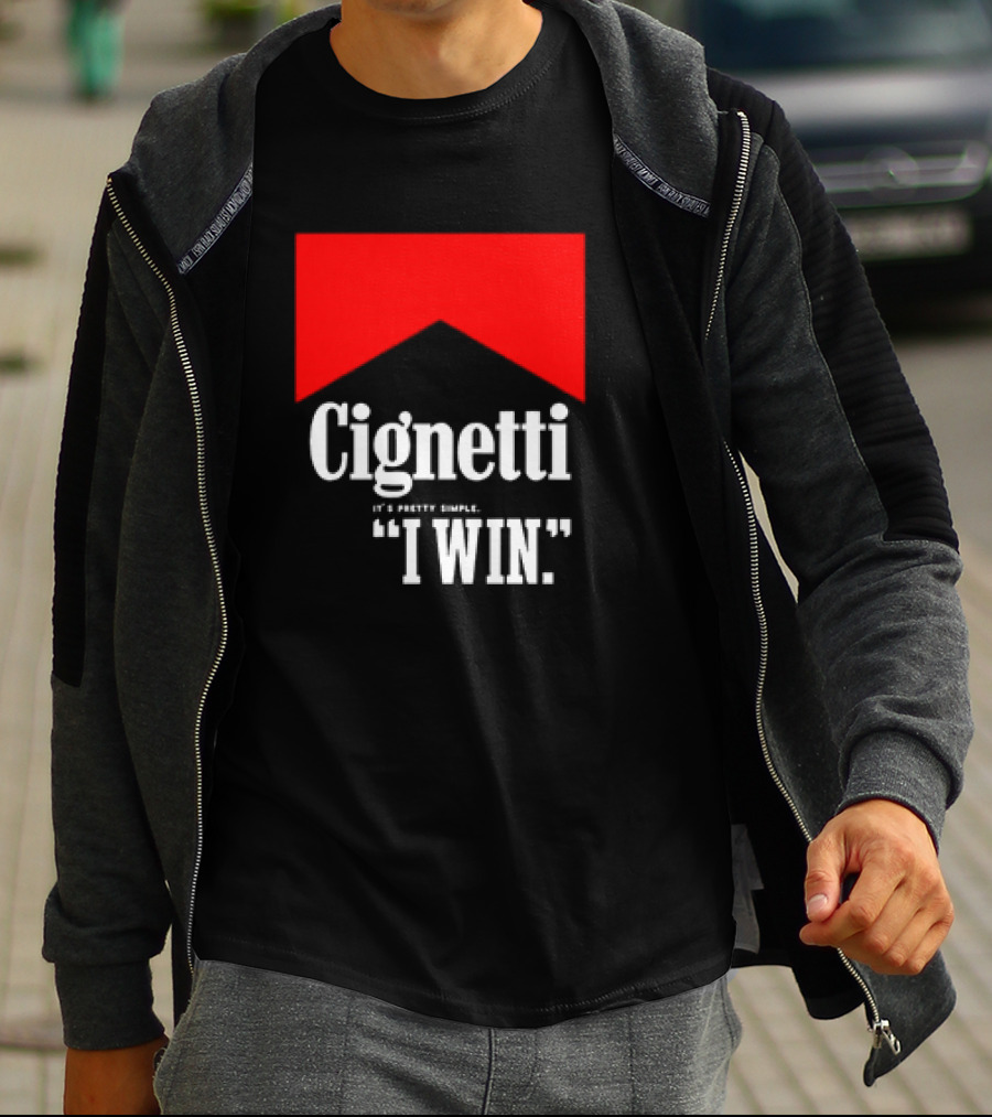 Cignetti It's Pretty Simple I Win Bold White Text With Red Chevron T-Shirt