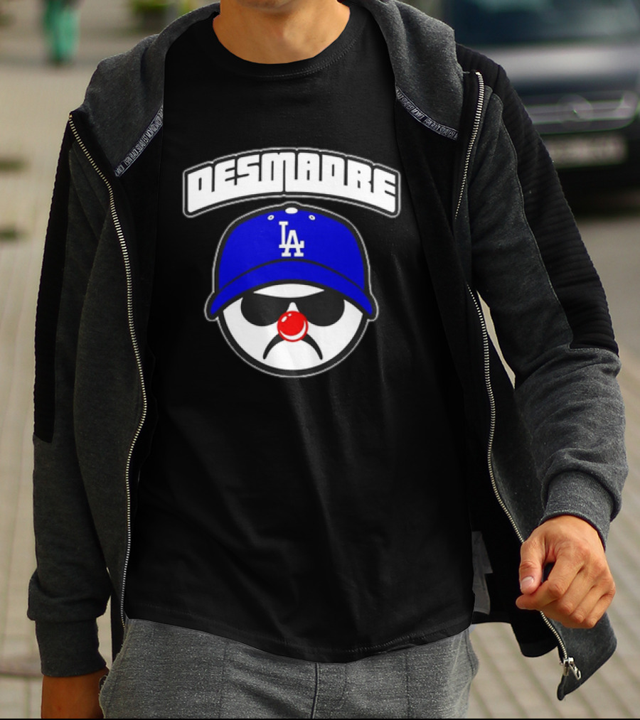 Desmadre LA Dodgers Blue Hat Clown Nose Face T-Shirt