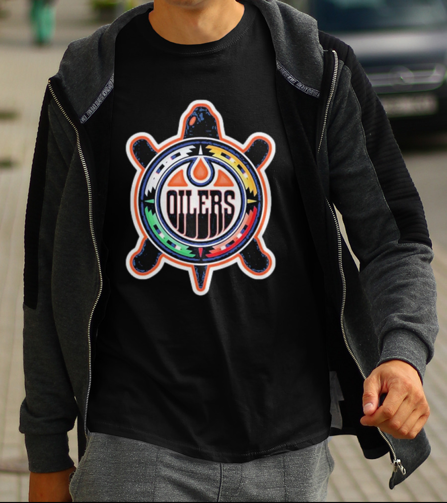 Edmonton Oilers Turtle Colorful Indigenous T-Shirt