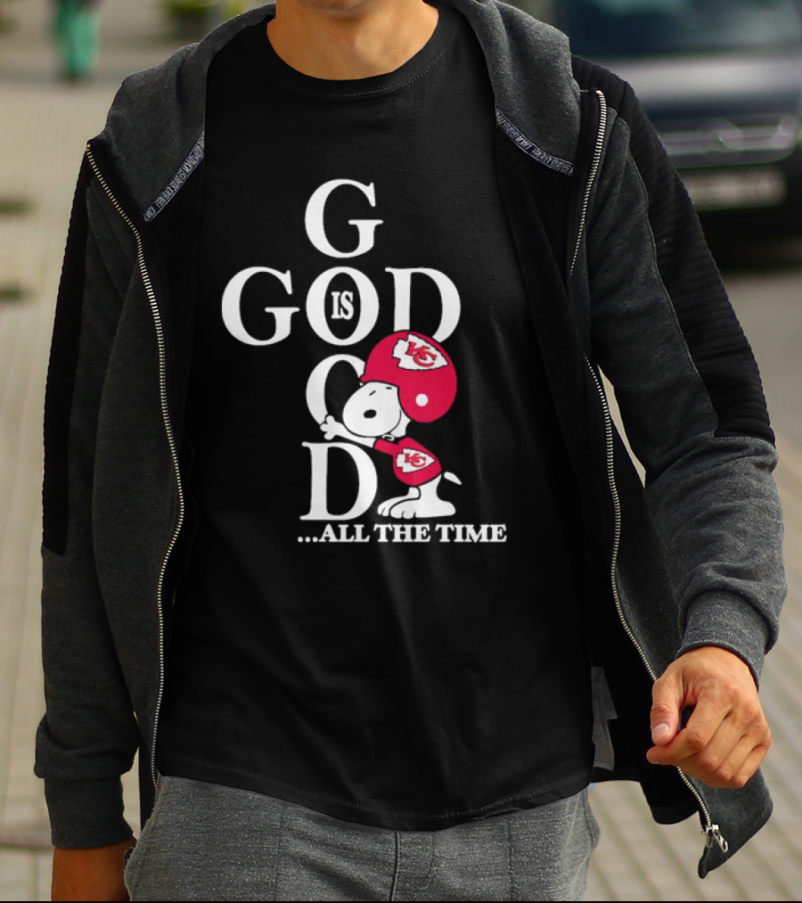Kansas City Chiefs Snoopy God Is Good All The Time Football Fan Iconic Character Team Spirit T-Shirt