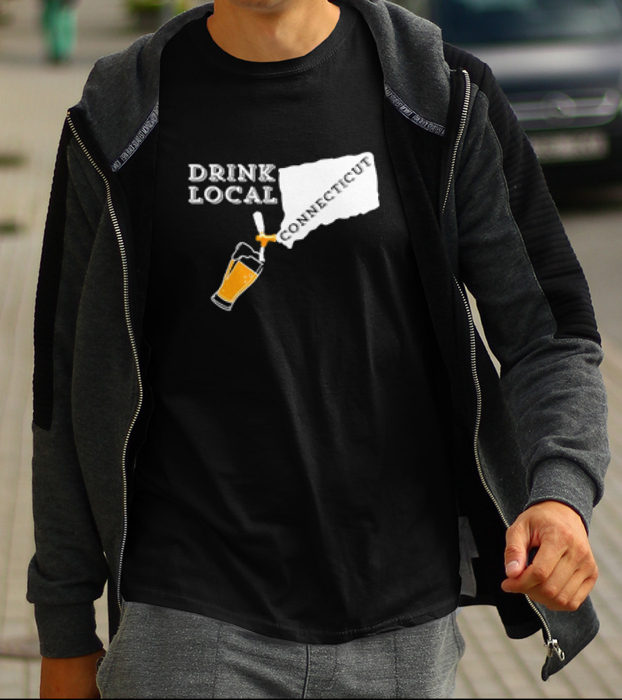 Drink Local Connecticut Map Craft Beer T-Shirt