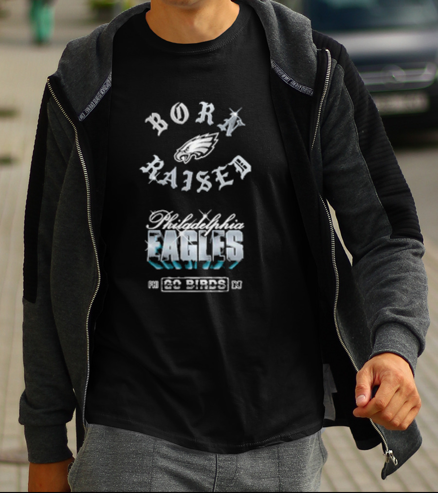Born Raised Philadelphia Eagles Go Birds Chrome Rocker T-Shirt