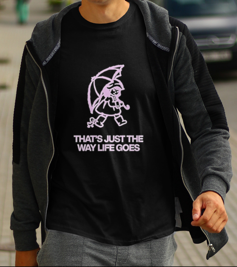 THAT'S JUST THE WAY LIFE GOES Classic Cartoon Character With Umbrella T-Shirt