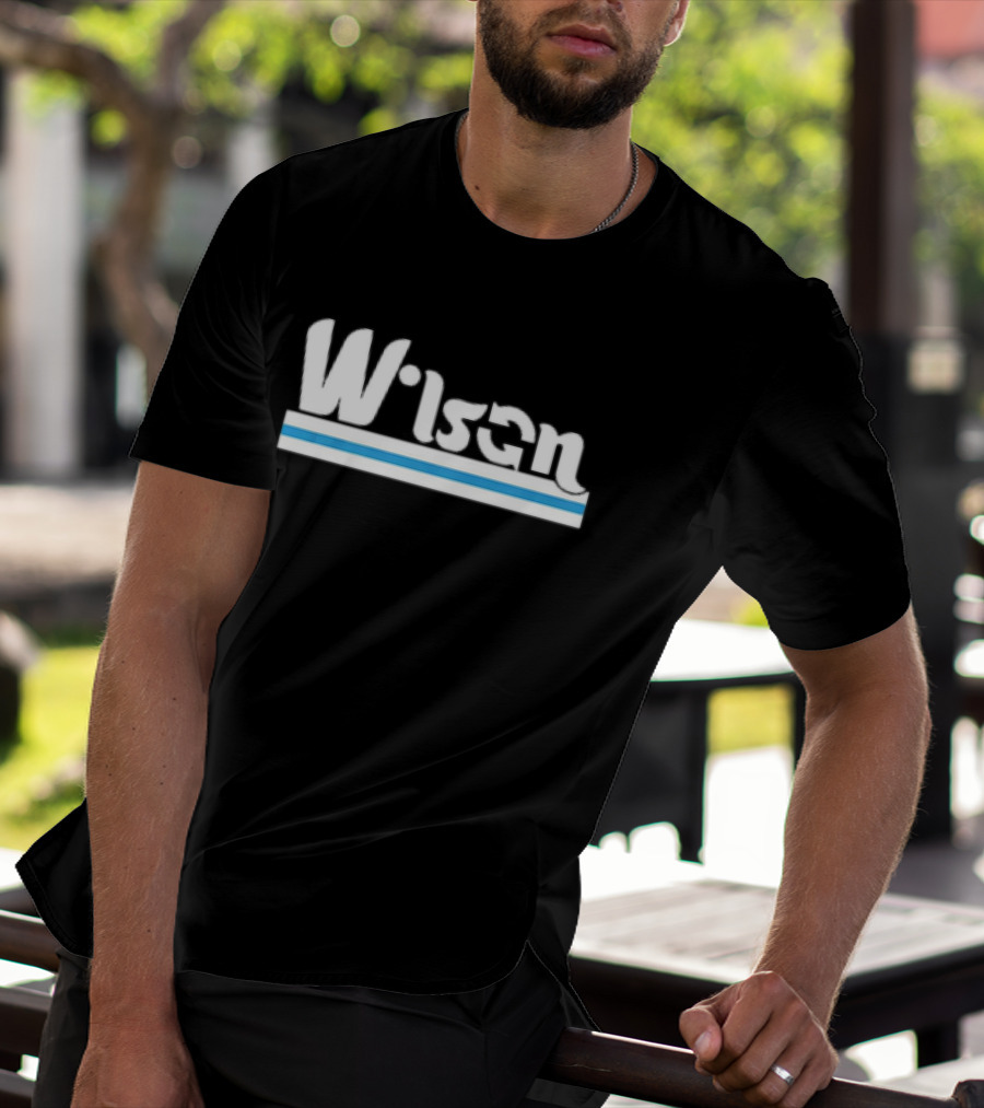 Wilson Retro Logo Style With Blue And White Stripe T-Shirt
