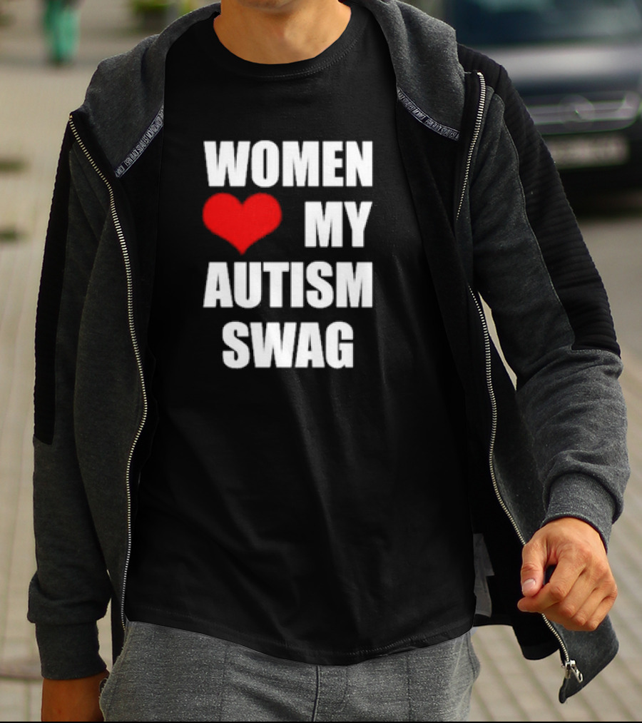 Women Love My Autism Swag Red Heart T-Shirt