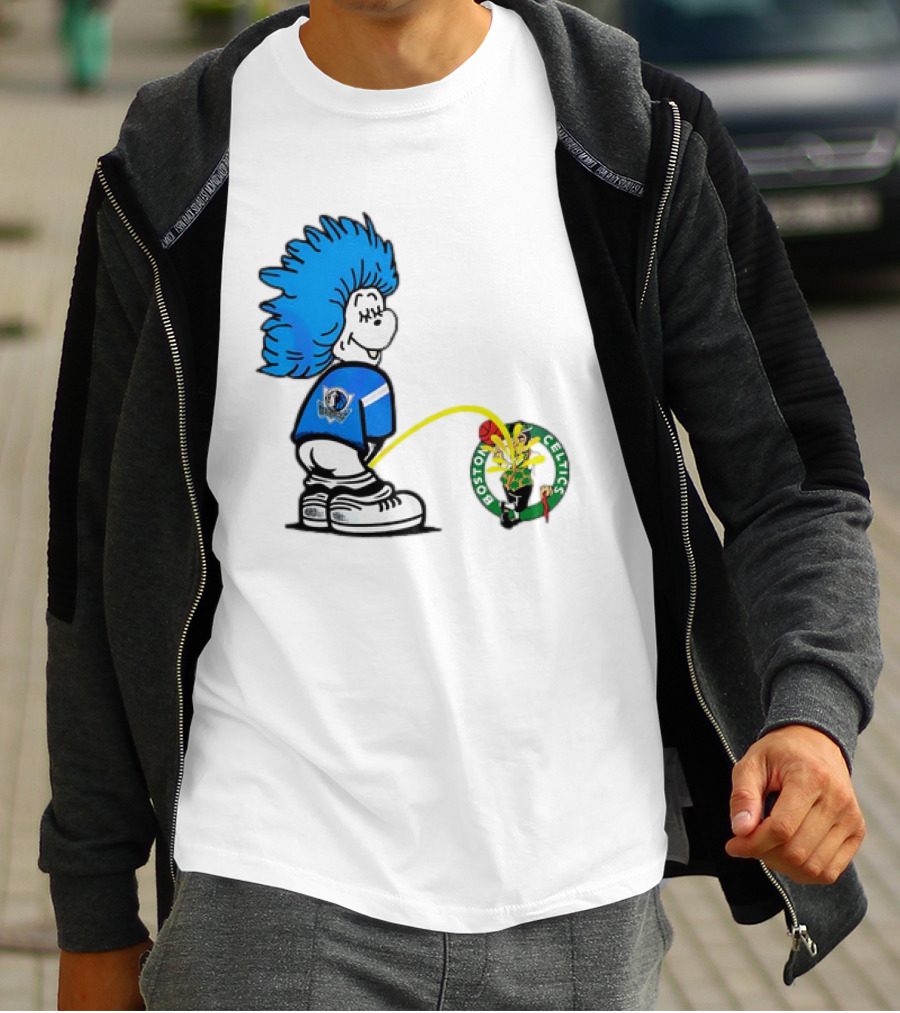 Dallas Mavericks Fan Urinating On Boston Celtics T-Shirt