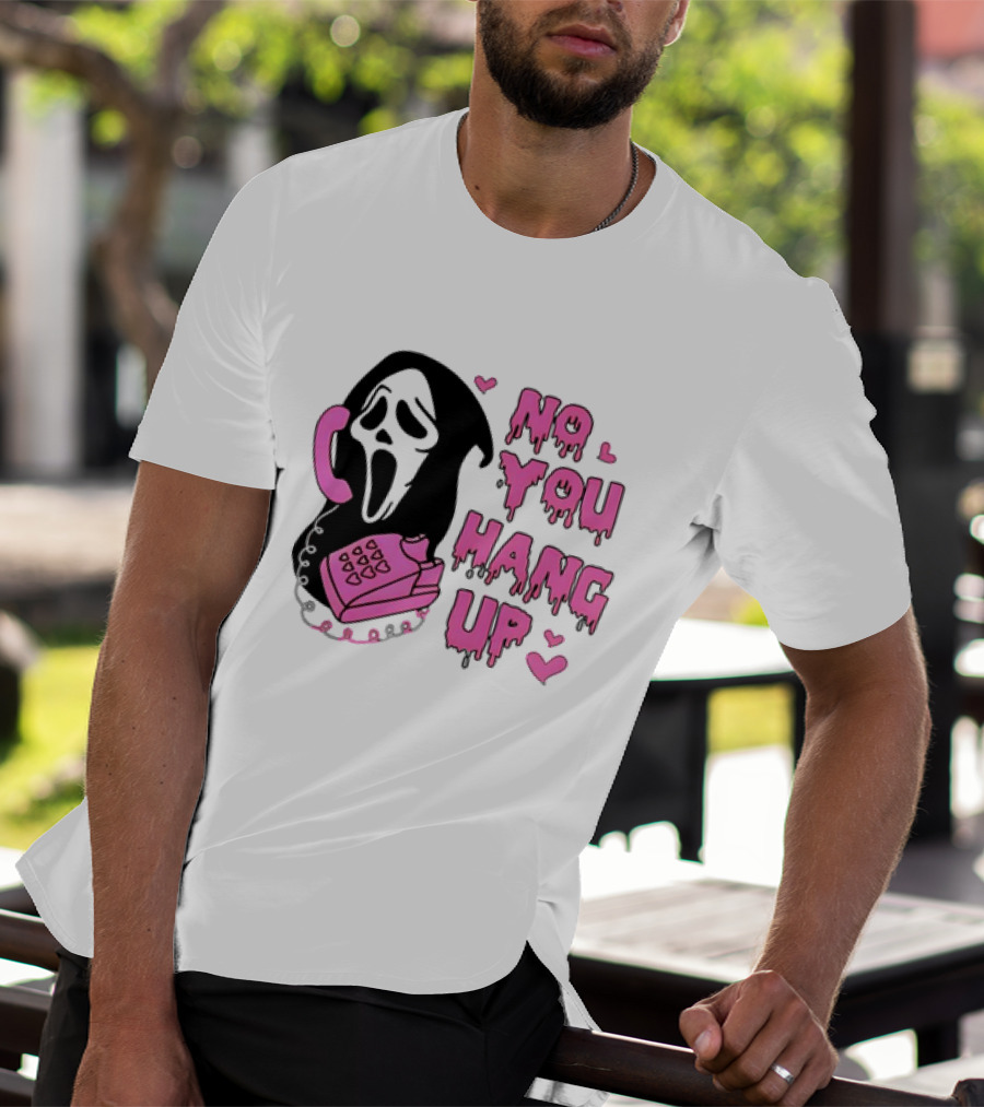 Ghost Face No You Hang Up Pink Phone Scream Hearts T-Shirt