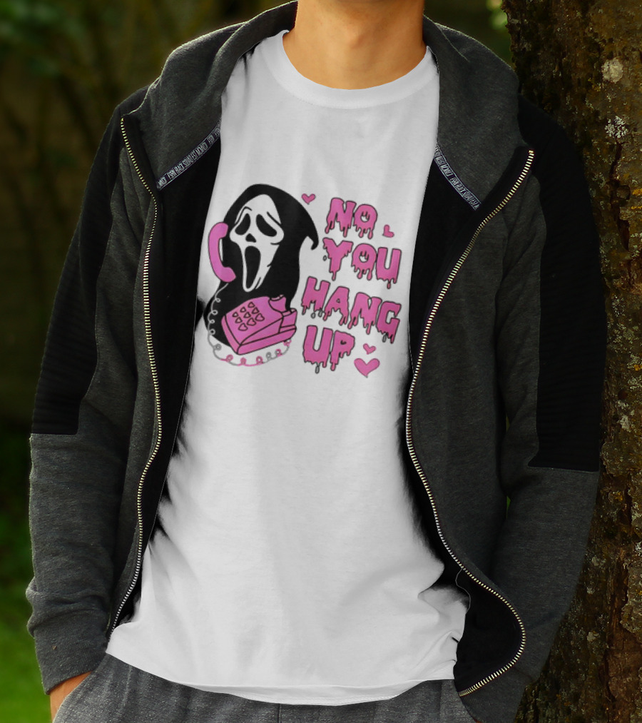 Ghost Face No You Hang Up Pink Phone Scream Hearts T-Shirt