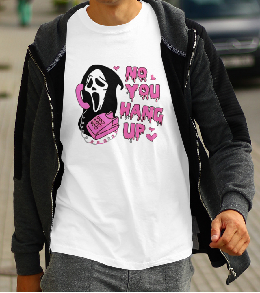 Ghost Face No You Hang Up Pink Phone Scream Hearts T-Shirt