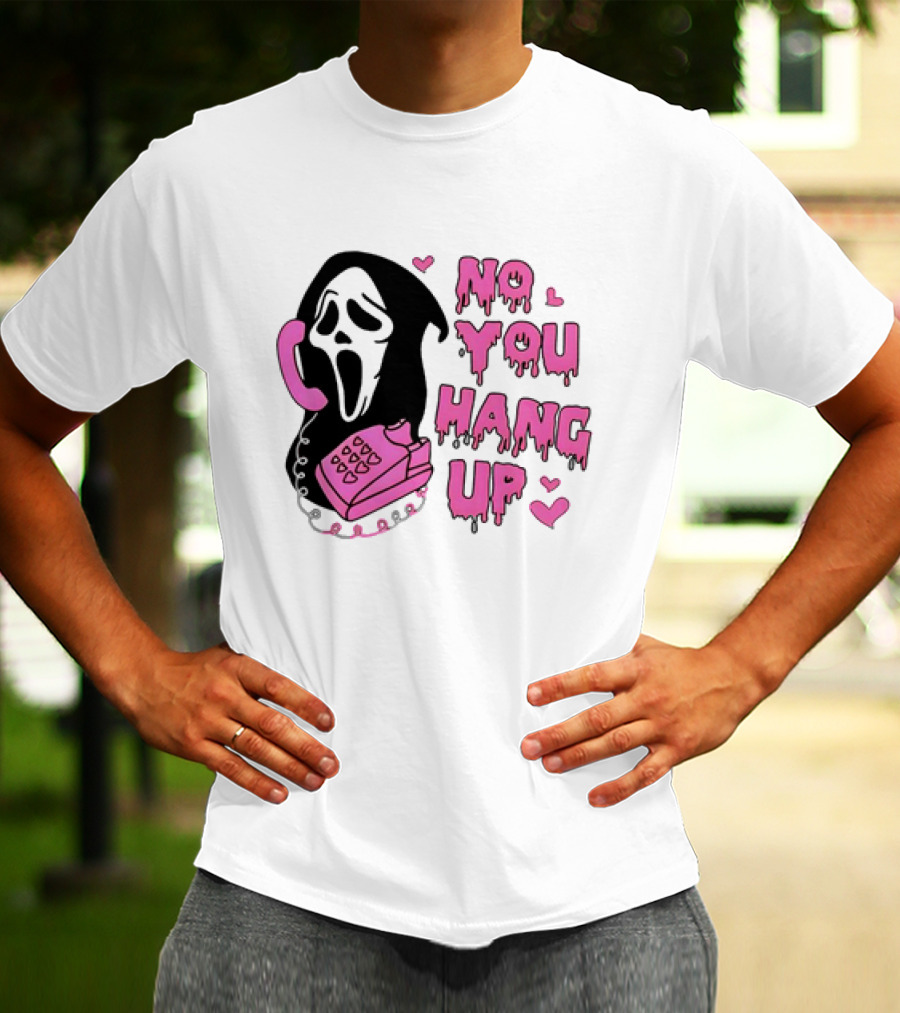 Ghost Face No You Hang Up Pink Phone Scream Hearts T-Shirt