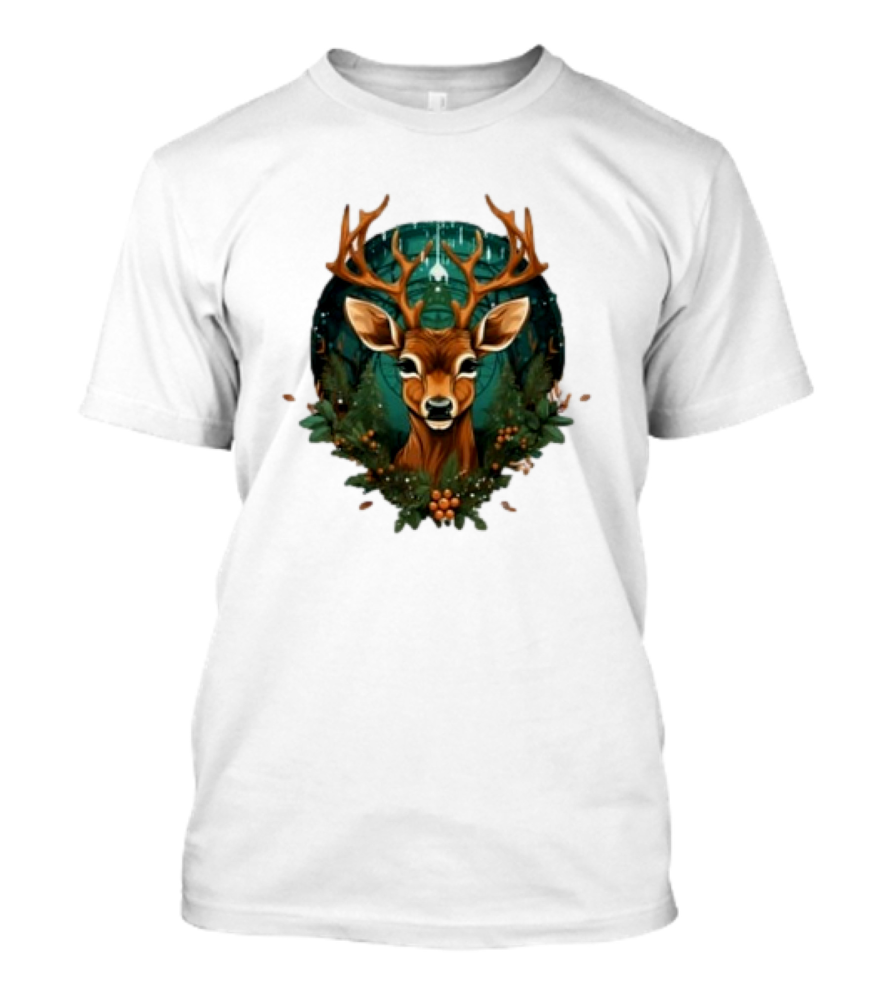 Kids Christmas Deer Forest Scene T-Shirt