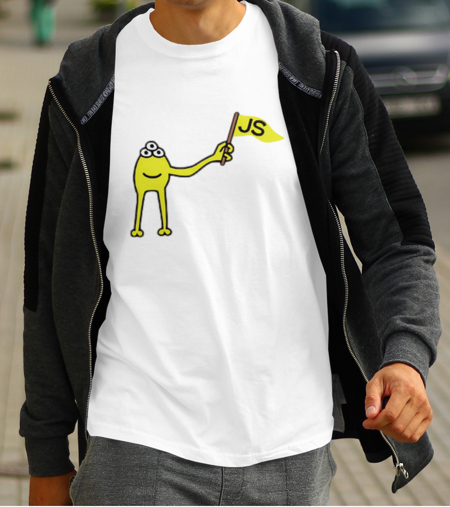 Yellow Three-Eyed Monster Waving JS Flag T-Shirt