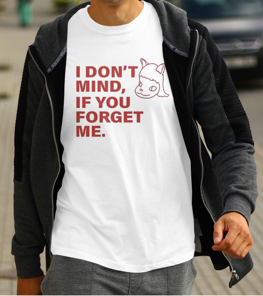 Yoshitomo Nara I Don’t Mind If You Forget Me Red Text With Character Drawing T-Shirt