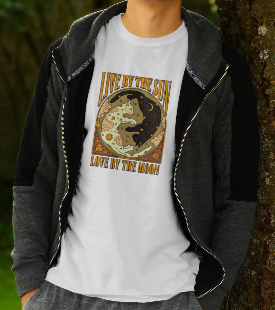 Live By The Sun Love By The Moon Retro Cats T-Shirt
