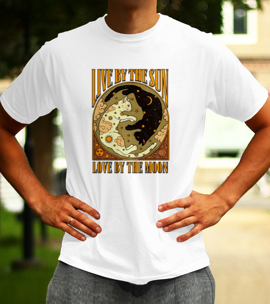 Live By The Sun Love By The Moon Retro Cats T-Shirt