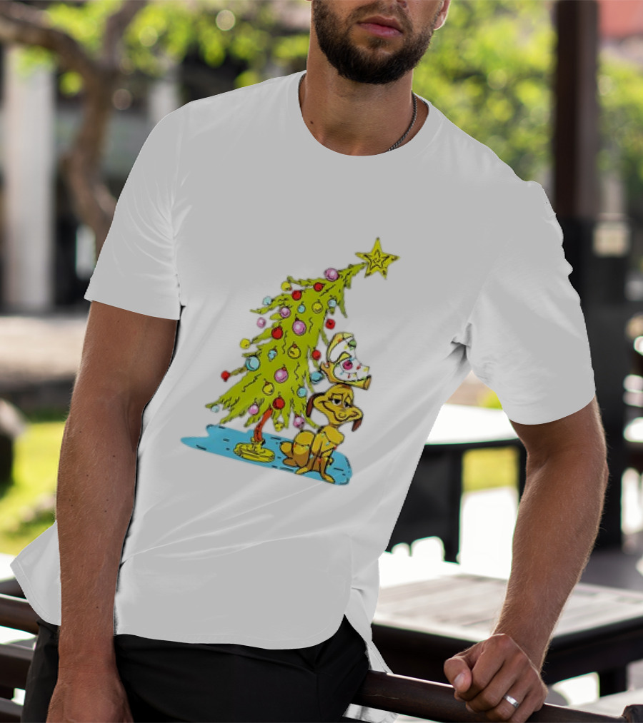 Christmas With Max Dog And Whoville Tree With Lights T-Shirt