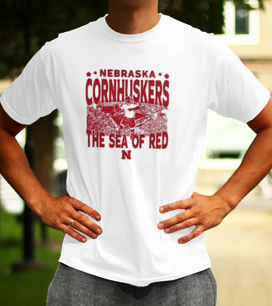 Nebraska Cornhuskers The Sea Of Red Stadium Scene T-Shirt