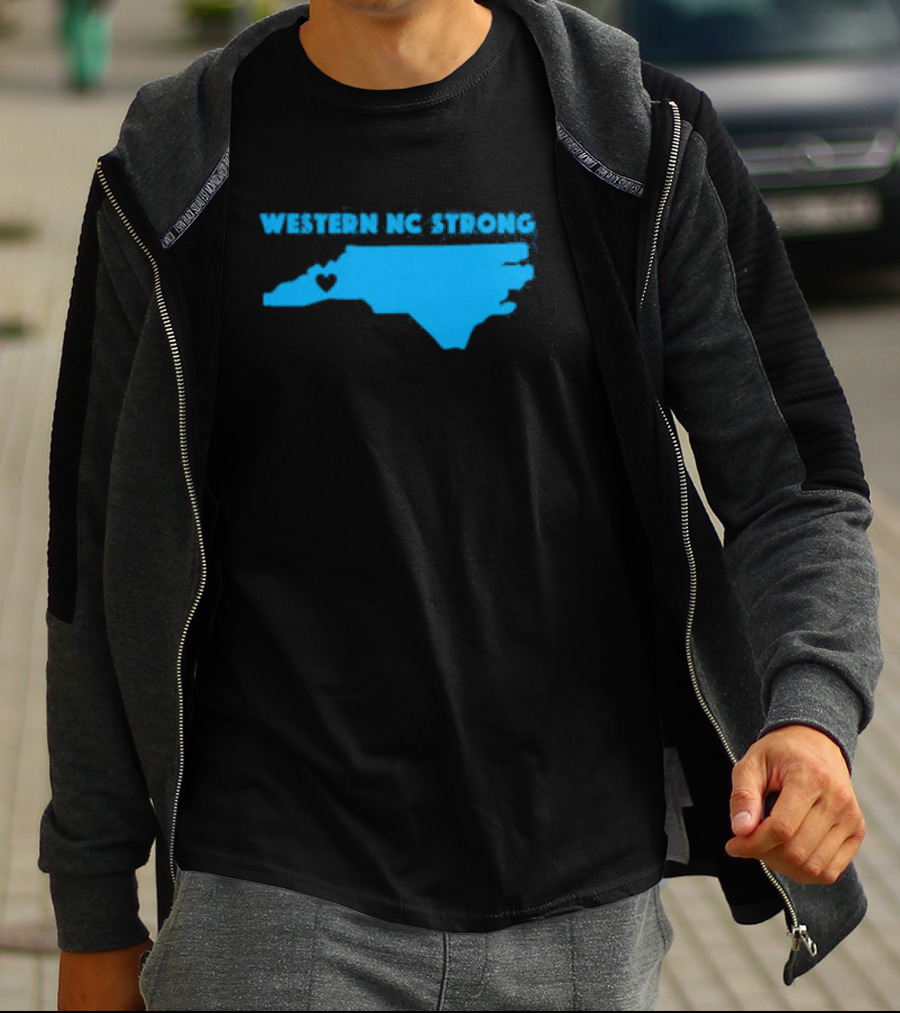 Western NC Strong Heart North Carolina Map T-Shirt