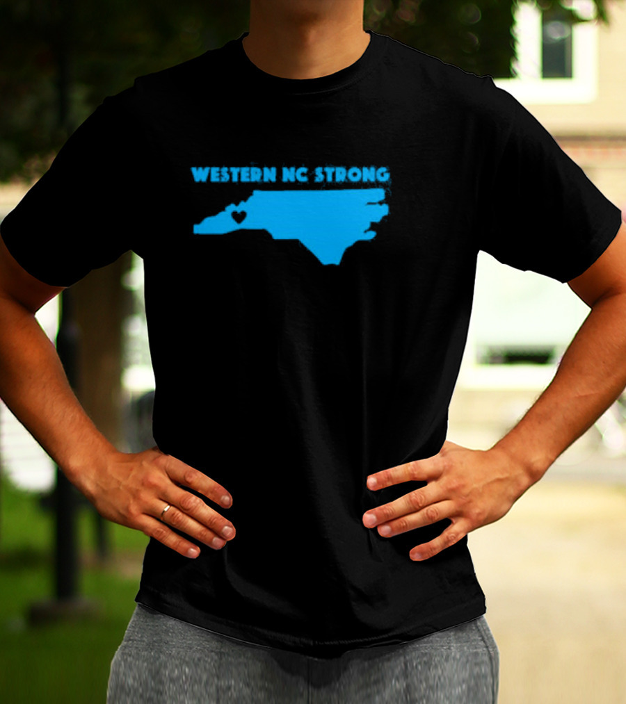 Western NC Strong Heart North Carolina Map T-Shirt