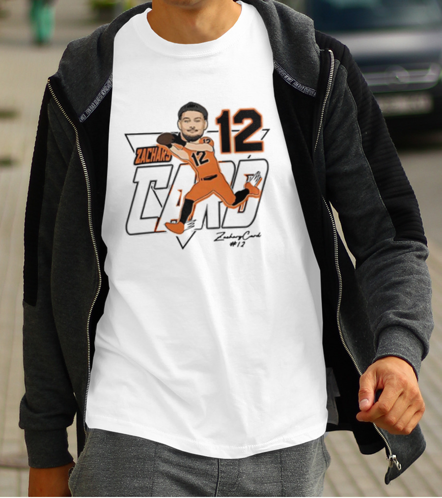 Zachary Card #12 Oregon State Beavers Football Player Caricature T-Shirt