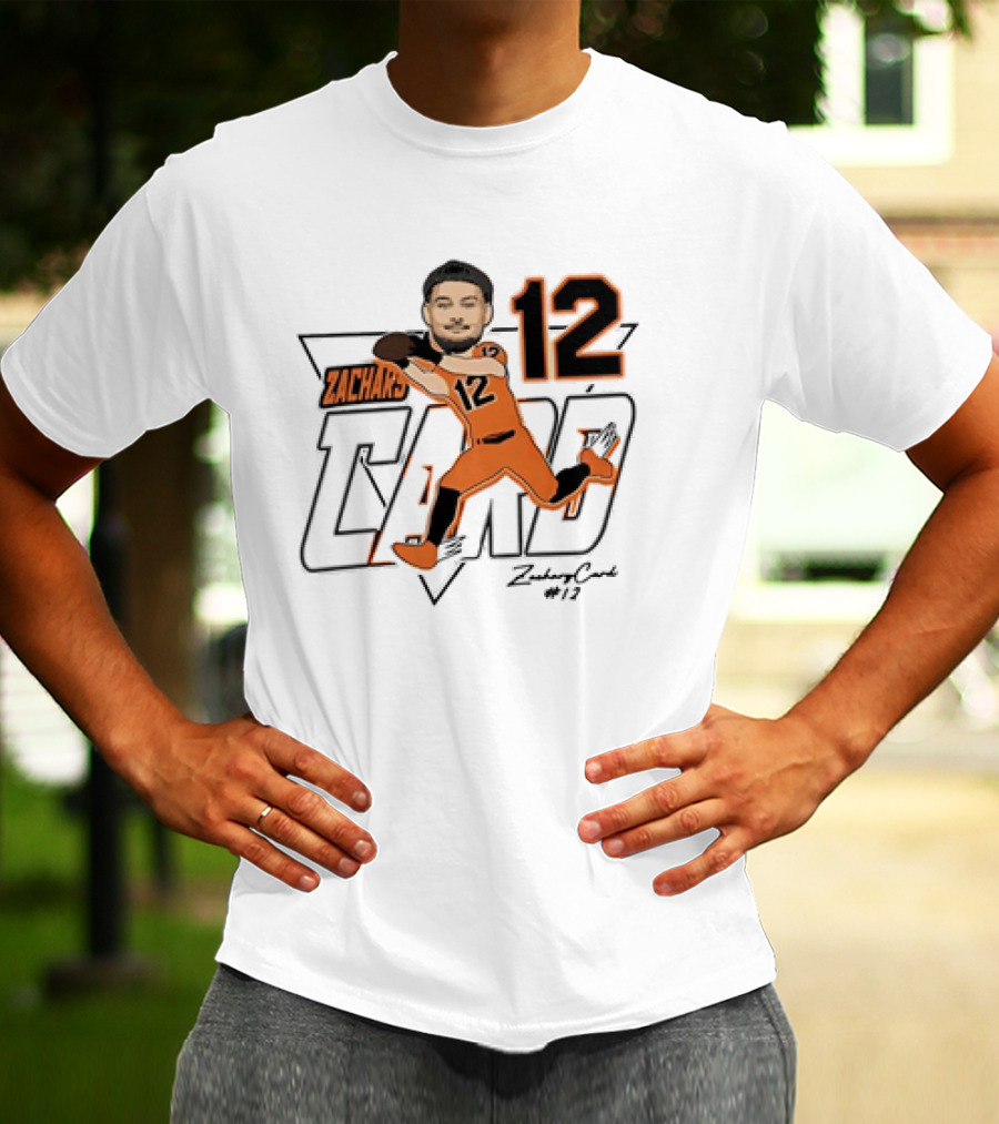 Zachary Card #12 Oregon State Beavers Football Player Caricature T-Shirt