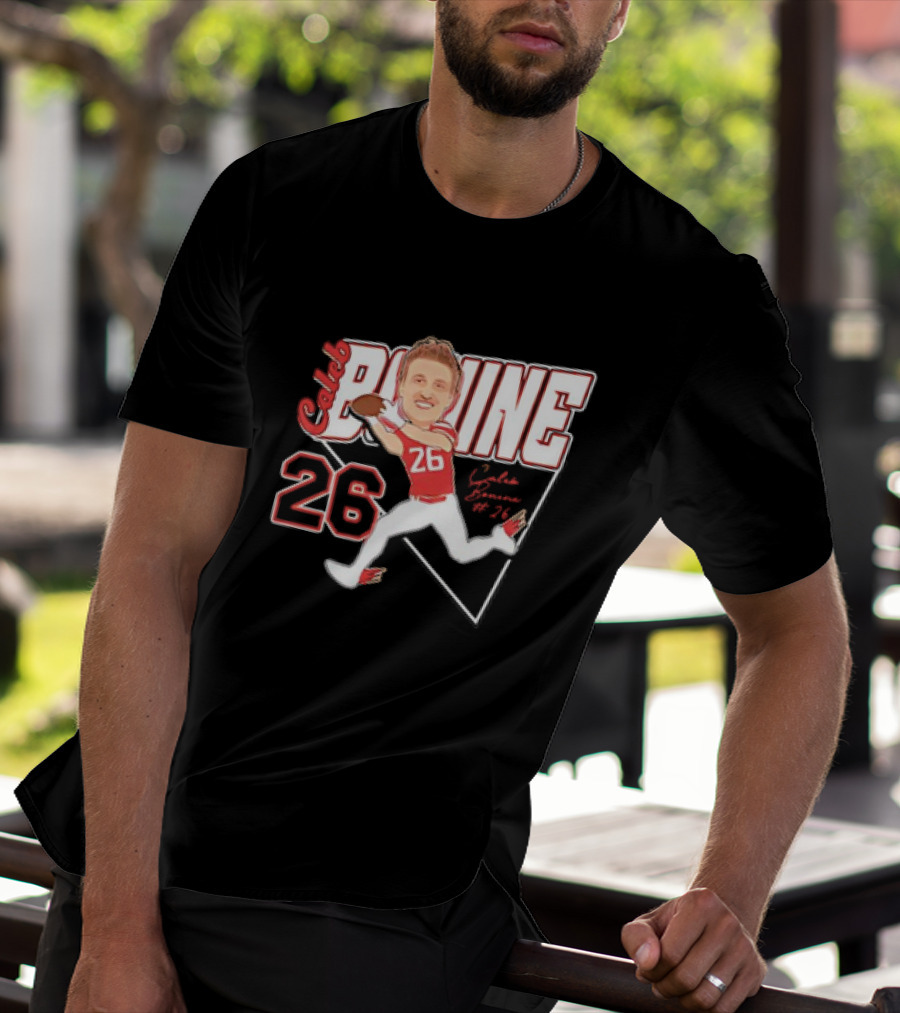 Caleb Bonine #26 Caricature Louisiana Ragin’ Cajuns Player Football T-Shirt