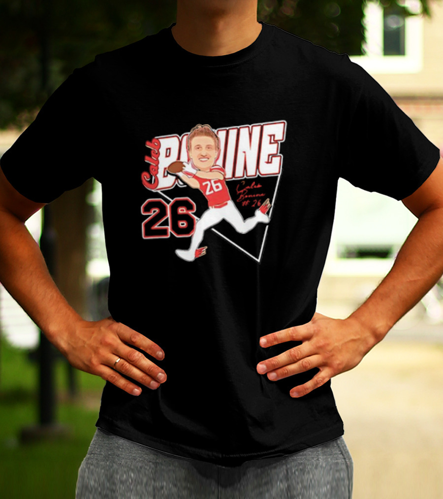 Caleb Bonine #26 Caricature Louisiana Ragin’ Cajuns Player Football T-Shirt