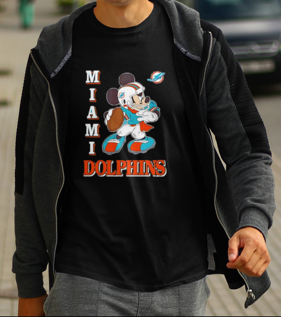 Mickey Mouse Miami Dolphins Football T-Shirt