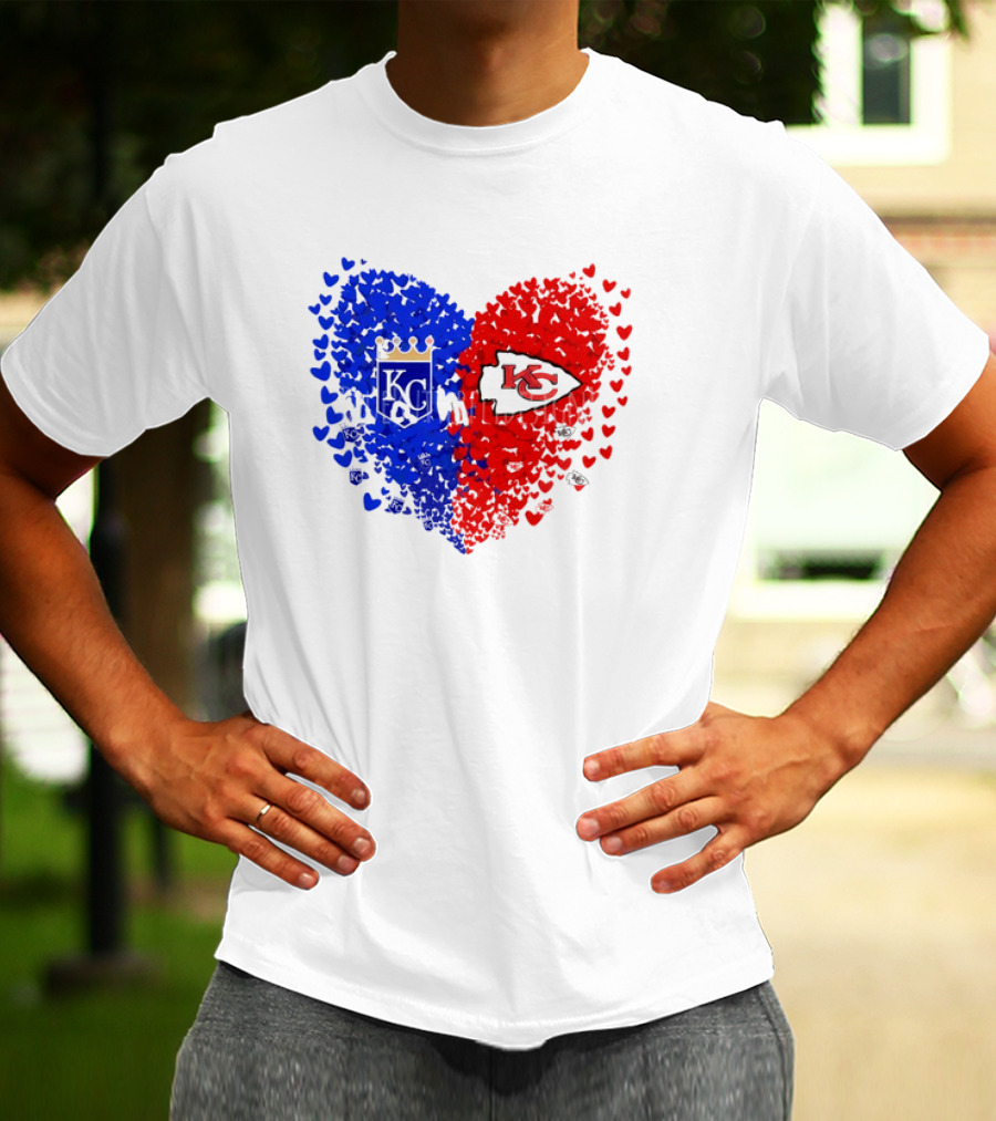 Heart Kansas City Royals KC And Kansas City Chiefs KC T-Shirt