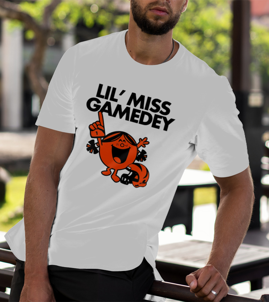 Lil Miss Gamedey Cincinnati Bengals Football Fandom Icon With Cheerful Character And Helmet T-Shirt