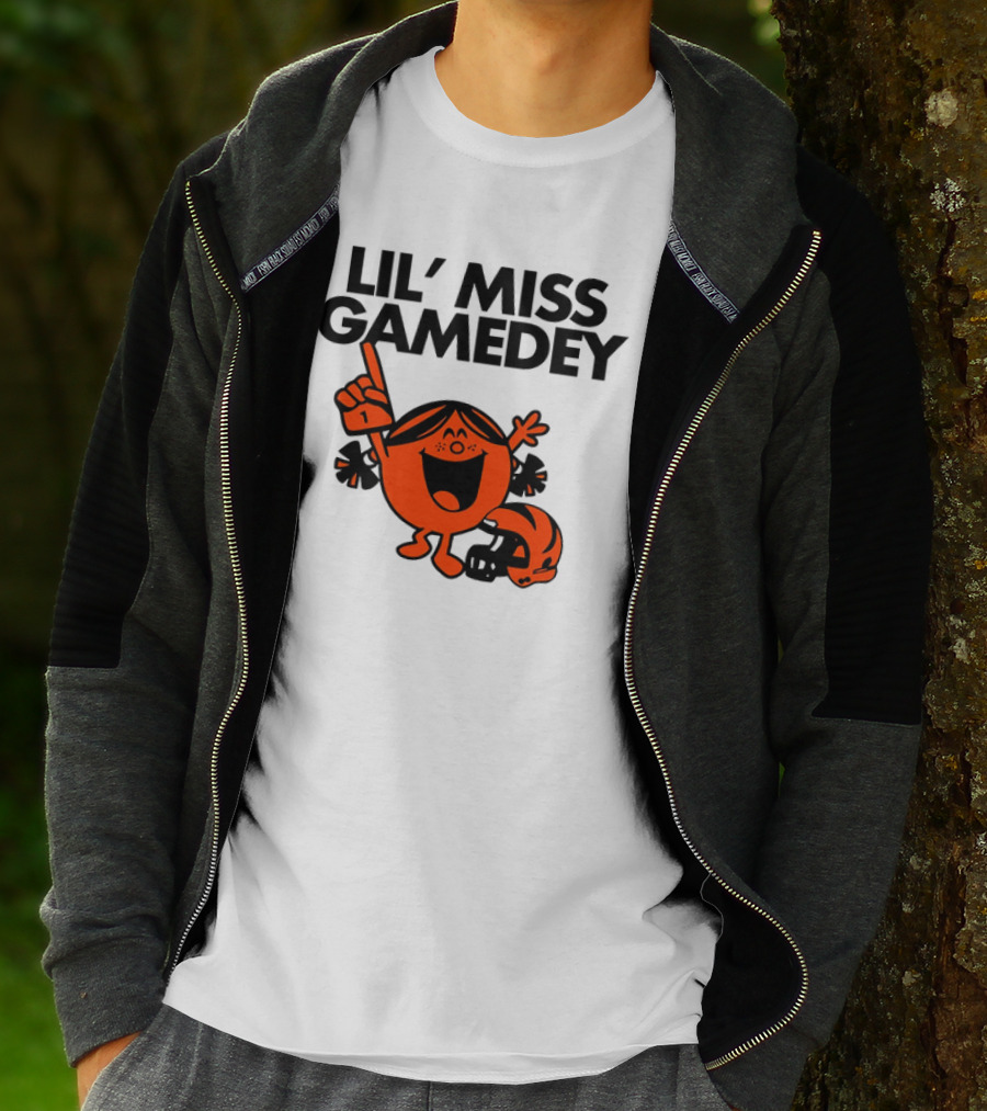 Lil Miss Gamedey Cincinnati Bengals Football Fandom Icon With Cheerful Character And Helmet T-Shirt