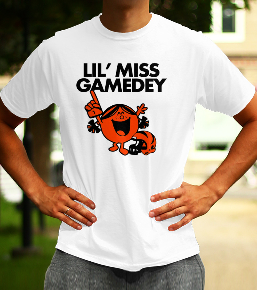 Lil Miss Gamedey Cincinnati Bengals Football Fandom Icon With Cheerful Character And Helmet T-Shirt