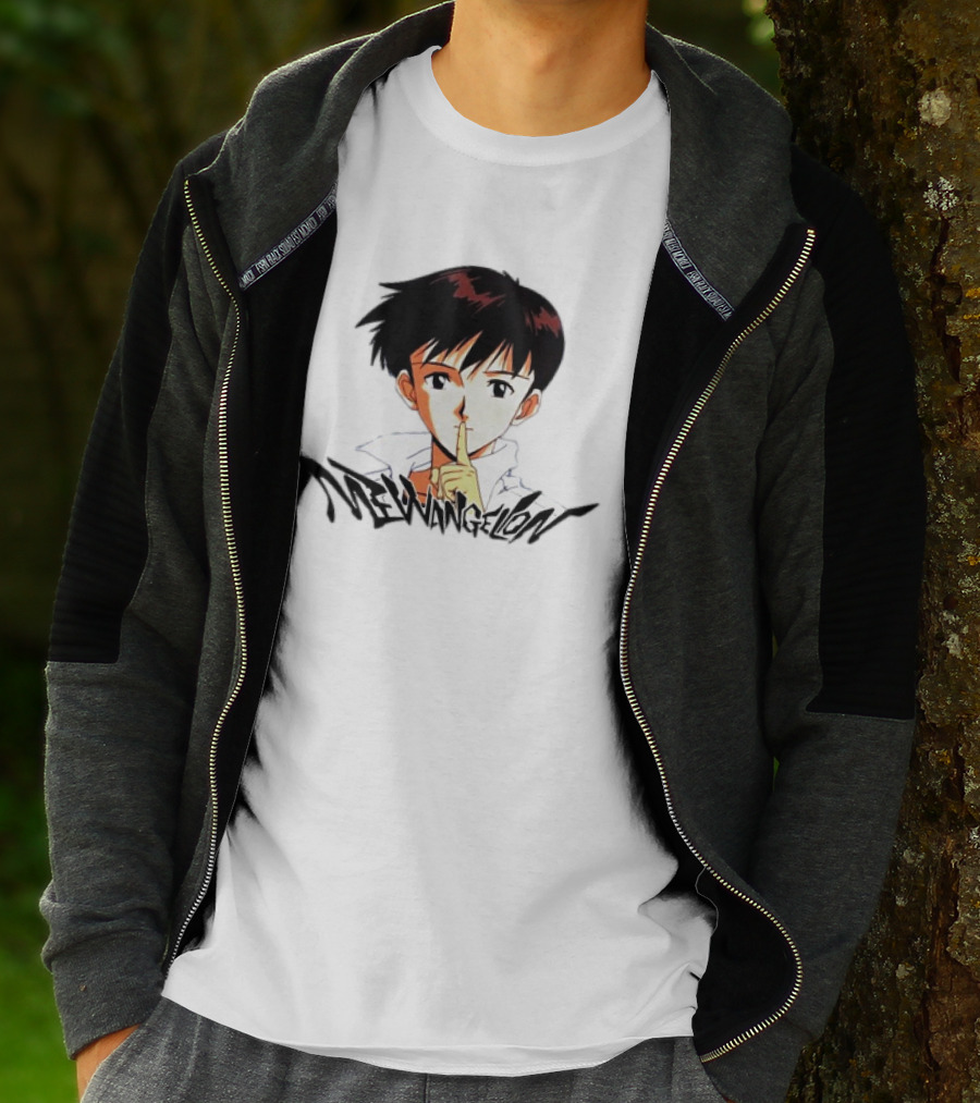 Mewangelion Ikari Shinji Anime Cartoon Evangelion Crossover T-Shirt