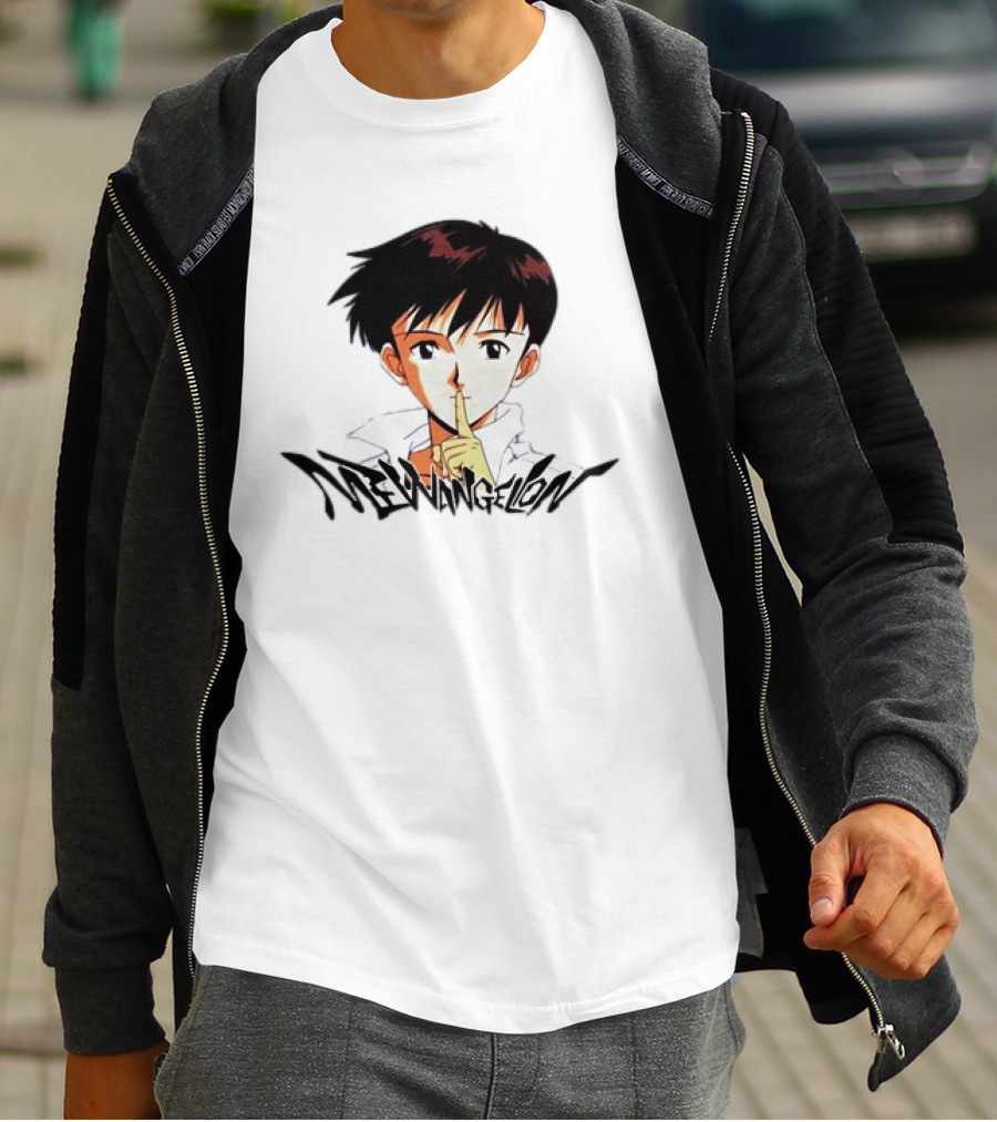 Mewangelion Ikari Shinji Anime Cartoon Evangelion Crossover T-Shirt