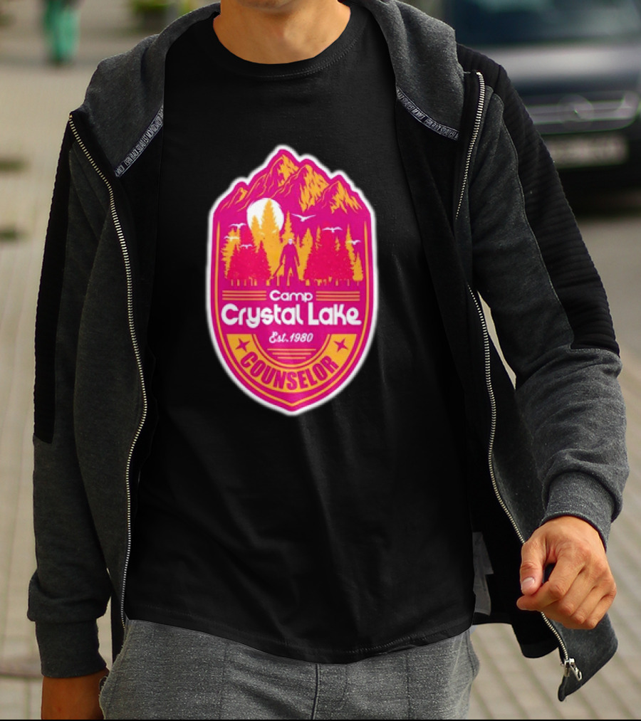 Camp Crystal Lake Counselor Est 1980 Vintage Badge T-Shirt