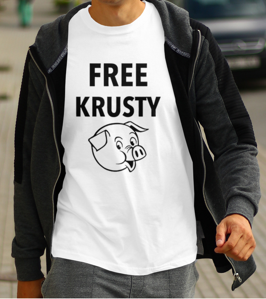 Free Krusty Pig Expressive Cartoon Head Drawing T-Shirt