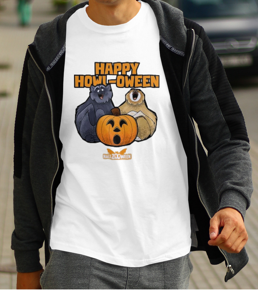 Happy Howl-oween Gibbons HallZOoween Pumpkin T-Shirt