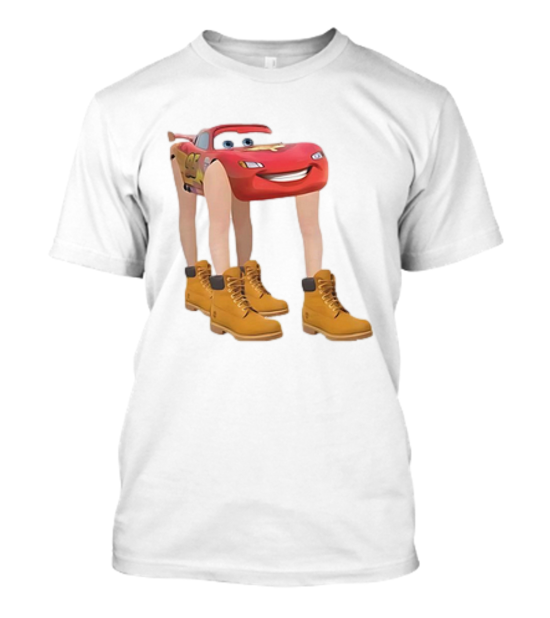 Lightning McQueen With Legs Cartoon Boots T-Shirt